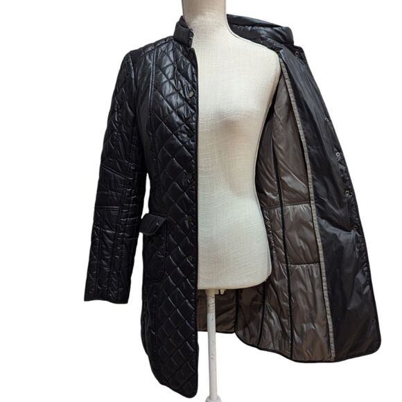 Zara Women's S Lightweight Diamond Quilted Puffer Mid Length Jacket in Black - Picture 5 of 9